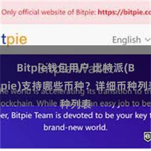 Bitpie钱包用户 比特派(Bitpie)支持哪些币种？详细币种列表
